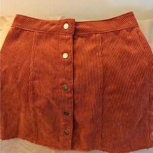 Rust Corduroy Button-Front Skirt